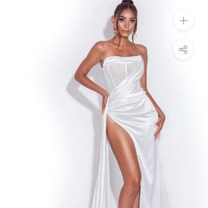 Miss Circle white crysyalized corset Dress